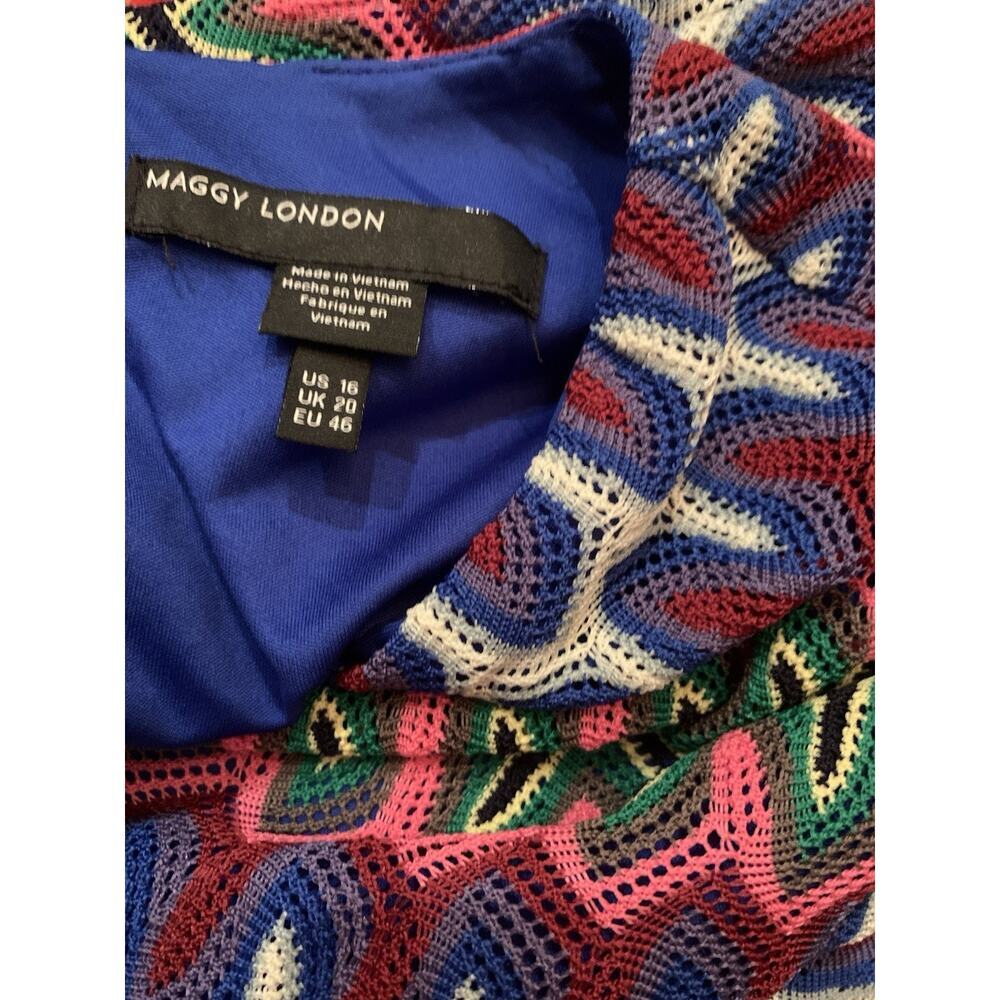 Maggy London Womens Crochet Stripe Surplic Pink Green Blue Size 10‎ NWT $149 - Picture 7 of 10